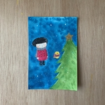 「もみの木」　キラキラ原画　送料無料　水彩画