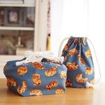 【入園・入学】お弁当袋&コップ袋の2点セット♡ブルドッグとクロワッサン柄