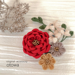 【成人式】赤いカメリアの髪飾りセット