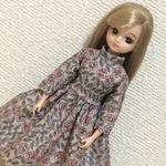 リカちゃん  リバティプリントの長袖ワンピース