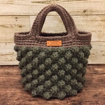 *+.ほっこり冬素材bag.+*   カーキ×ココア ぽこぽこ