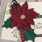 【クリスマスカード】赤いポインセチアとニットのクリスマスカード③