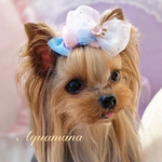 【 犬用　🌟再販🌟　バレッタ 】 おしゃれ　トップノットペット　子供　ヘアアクセサリー　リボン　バレッタ　♡AquaMana♡