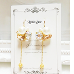 swarovski☆bijou×パール揺れる ピアス/イヤリング クリスタルムーン