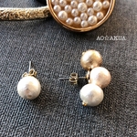 アシンメトリー＊コットンパールピアス