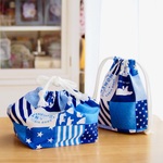 【入園・入学】お弁当袋&コップ袋の2点セット♡パッチワーク風のさわやかシロクマさん柄