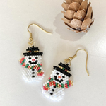 クリスマス キラキラ雪だるまピアス