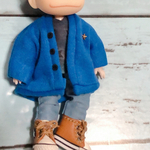 【カーディガン】手触りふわふわニット💕シンプルなブルー💙カーディガン⭐︎オビツ11ねんどろいど どーる兼用