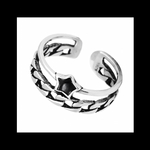 silver925【star&chain_W RING】星 チェーン ブラック 黒 スター シルバー 病みかわいい ロック パンク ダーク ゴスロリ シルバー925 指輪 メンズ ユニセックス  