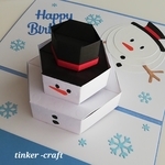 誕生日カード【1点物】3段雪だるまさん