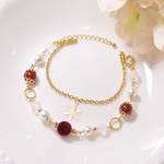 234＊フロッキーと天然石のブレスレット＊bordeaux