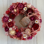 【再販】クリスマスにも シックなピンク 紫陽花リース プリザーブドフラワー 