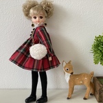 リカちゃん 4点セット タータンチェックのハイウエストワンピコーデ