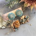 【ピアス】ヴィンテージボタン ×刺繍リボン♪