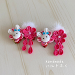 ちりめん細工リボン🎀お正月🎍七五三リボン🎀リボン24うさぎリボン　犬リボン　犬つまみ細工　