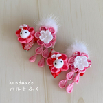 ちりめん細工リボン🎀お正月🎍七五三リボン🎀リボン28うさぎリボン　犬リボン　犬つまみ細工　