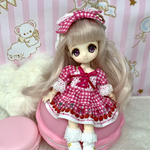 【オビツ11】ロリータ風ワンピースセット<ピンク系>