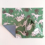 30×40  恐竜柄*ランチョンマット 巾着袋 ２点 セット 緑  男の子 コップ袋 ダイナソー