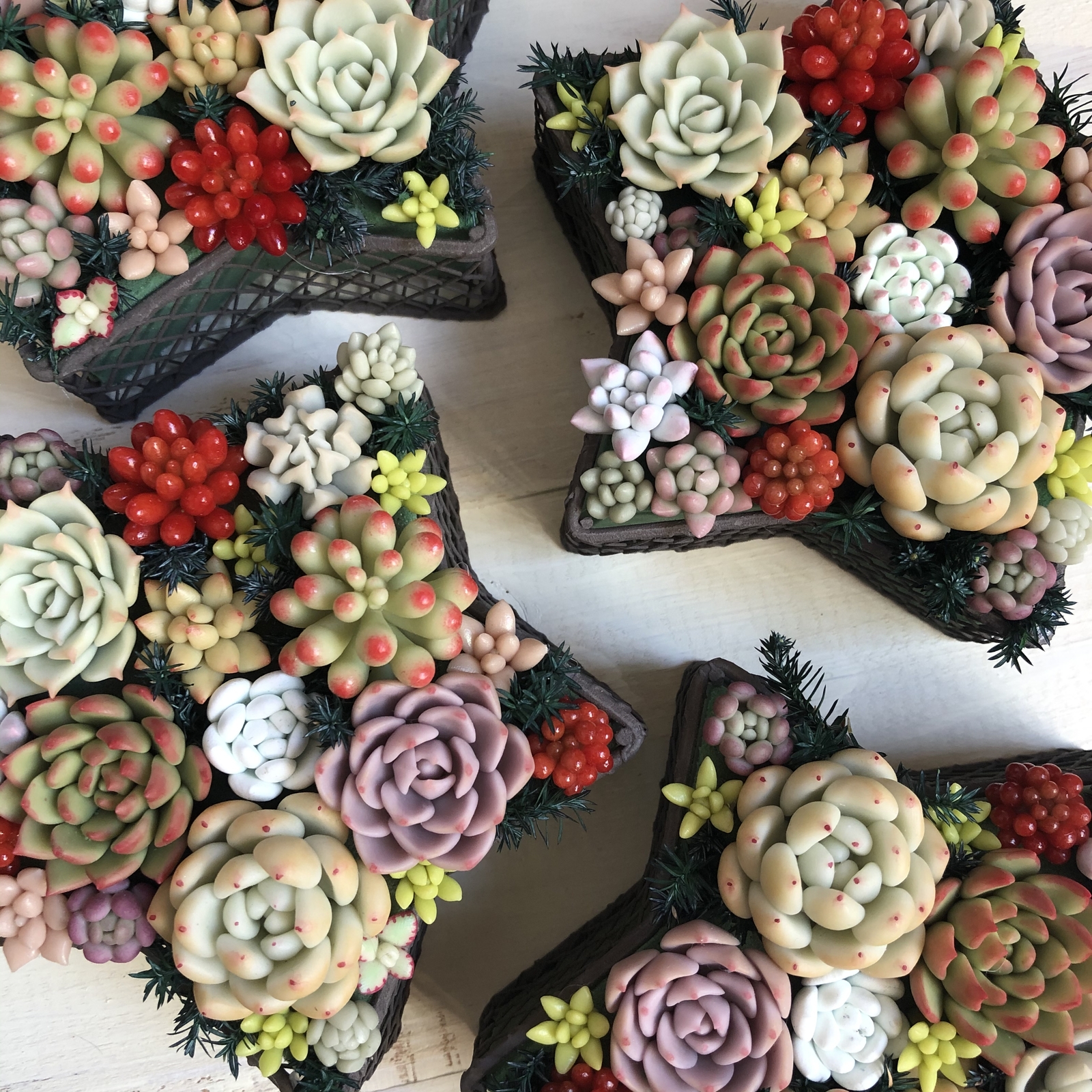 多肉粘土のピンセット 白 ～Tweezers with claysucculents white