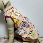 大型犬服フリースブラウンネコ柄
