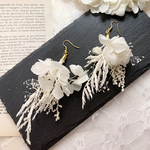 ★人気No.2★snow white(LL）ドライフラワー　ピアス・イヤリング　ウェディング　ウエディング　結婚式　白 ホワイト 前撮り