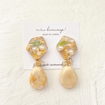 淡水パールとドライフラワーのmilkyピアス/イヤリング＊sand gold