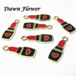 【D-0174】10pcs　口紅　リップスティック　20×7mm　ブラック　チャーム