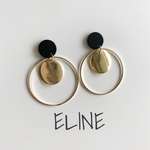 black×メタルフープ 大ぶりピアス 大ぶりイヤリング 