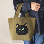 一点物【羊毛目つきの悪い黒猫ちゃんのたっぷりランチバック】