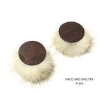 4pcs★back fur wood cabochon・beigewhite（バックファー付きウッドカボション）