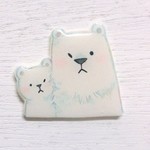 しろくま親子のブローチ【もふもふ】