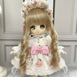 【オビツ11】※レース違い※マカロン柄のクラシカルなワンピースセット<ホワイト>