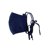 corduroy ribbon mask〈 navy 〉【おしゃれ 大人 立体 マスク  リボンマスク　フィルターポケット　布マスク 秋冬　カジュアル　シンプル　ネイビー　コーデュロイ　 】 