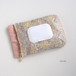 【eさま専用ページ】③／３携帯ウェットティッシュケース（ごみ入れ付き）🌟LIBERTY Jenny`s Ribbons ばね口　バネ口　ポーチ　除菌シート　