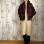 Xmasプレゼント❤大人赤チェックふんわりウールガーゼ100%ストール✿膝掛け✿肩掛け