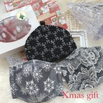 限定10点　クリスマスギフト　マスク　マスクケース　レースマスク　ブラック　3点セット　クリスマスプレゼント　Xmas 刺繍マスク　雪の結晶　レース　ラメ　ブラック　豪華