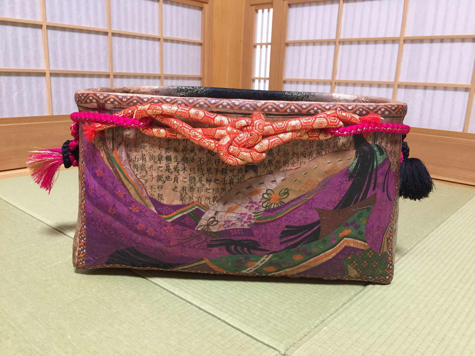 着物リメイク 古布 籠 楽天市場】一閑張りかごバッグ 日本伝統工芸品 柿渋 手作り