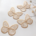 6枚   ゴールド系   蝶々パーツ 　刺繍　 オーガンジー　