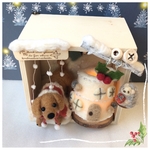 雪の森のおうち　ダックス☆ゴールド☆羊毛フェルト  