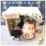 雪の森のおうち　ダックス☆ブラックタン☆羊毛フェルト  