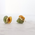 受注制作※※琥珀×翡翠の金継ぎピアス