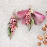 赤南天Illumination tree× Silk ribbon▷ピアス／イヤリング