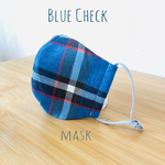 ラスト１点Mサイズ限定！秋冬チェックマスク(Blue)