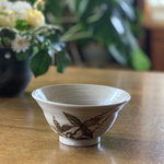 癒しの陶器　水引き絵付け　ご飯茶碗
