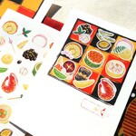 【MYおせち料理（２セット）】年賀状　お正月飾り　年賀シール　和風モダン　水彩　手作り年賀状