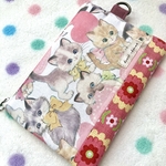 【レトロ＊lovely cats 】 金具付フラットポーチ
