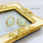 2pcs・クラシカルパーツ付きイヤリング金具（ミント）d-151