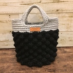 *+.ほっこり冬素材bag.+*   ブラック×グレー ぽこぽこ 