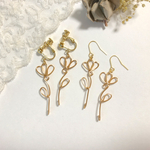 【すみれ】お花のワイヤーアクセサリー（イヤリング/ピアス）