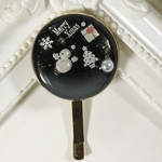 【日頃の感謝価格】モノトーン　プリティー雪だるまポニーフック　レジン